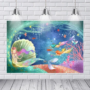 

Marine Plant Photography Backdrops Mermaid Backdrop for Photography Ocean Aquarium Background for Photo Studio Photocall Boda