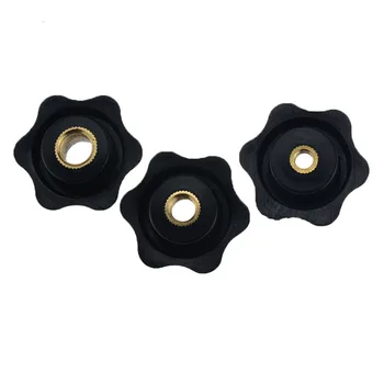 

5PCS M6 M8 M10 Through Hole Six Star Type Plum Bakelite Hand Tighten Nuts Handle Star Mechanical Thumb Nut Outer diameter 38mm