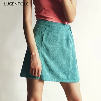 

Lugentolo Women Sexy Skirt Simple High Waist Spring Autumn Chic Solid Split A-Line Fashion Elegant Mini Skirts