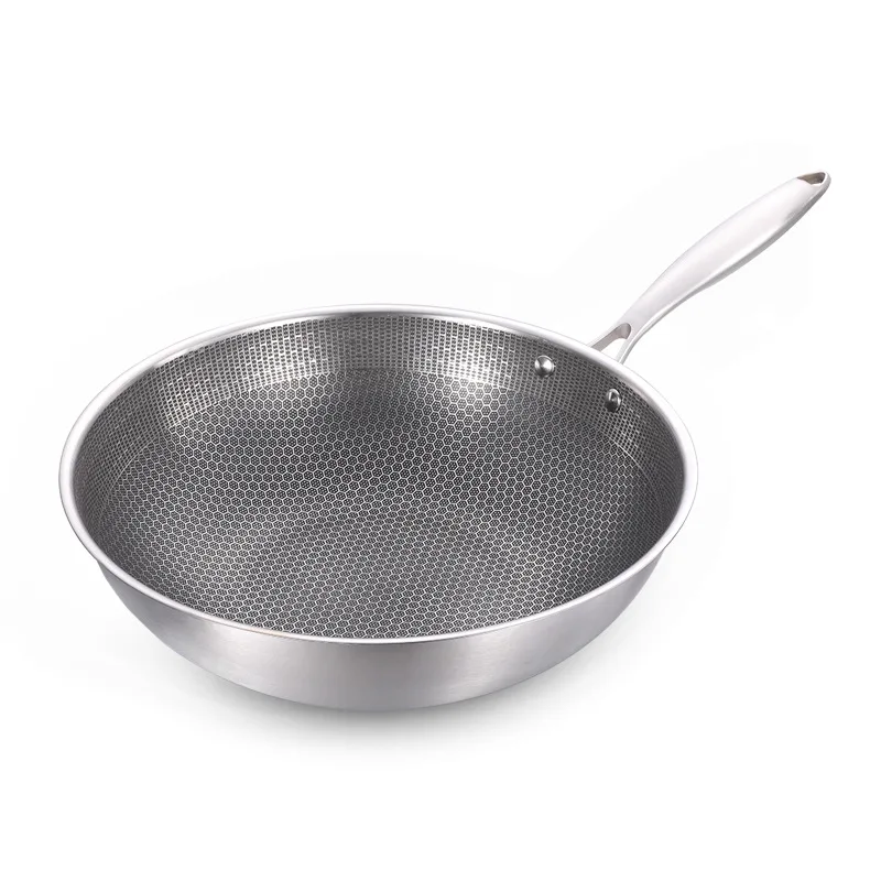 Non-Stick Stainless Steel Honeycomb Wok Frying Pan