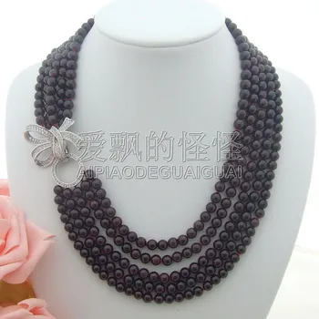 

N041810 18''-21'' 5Strands 6mm Round Garnet CZ Clasp Necklace