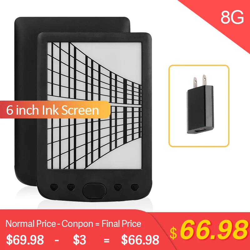 электронная книга Клаит 8G BK 6025 2500mah читатель e ink 6 дюймов разрешение ридер памяти