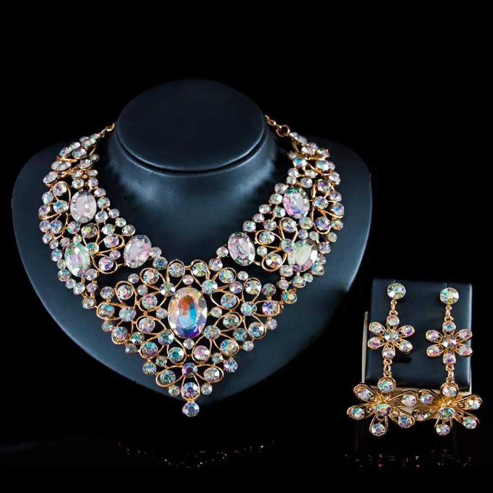 

Colorful acrylic Nigerian exaggerated banquet bride two-piece set accessories