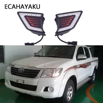 

ECAHAYAKU LED DRL For Toyota Hilux Vigo 2012 2013 2014 Car Styling LED DRL Daytime Running Light Fog Lamp 12V Auto driving light