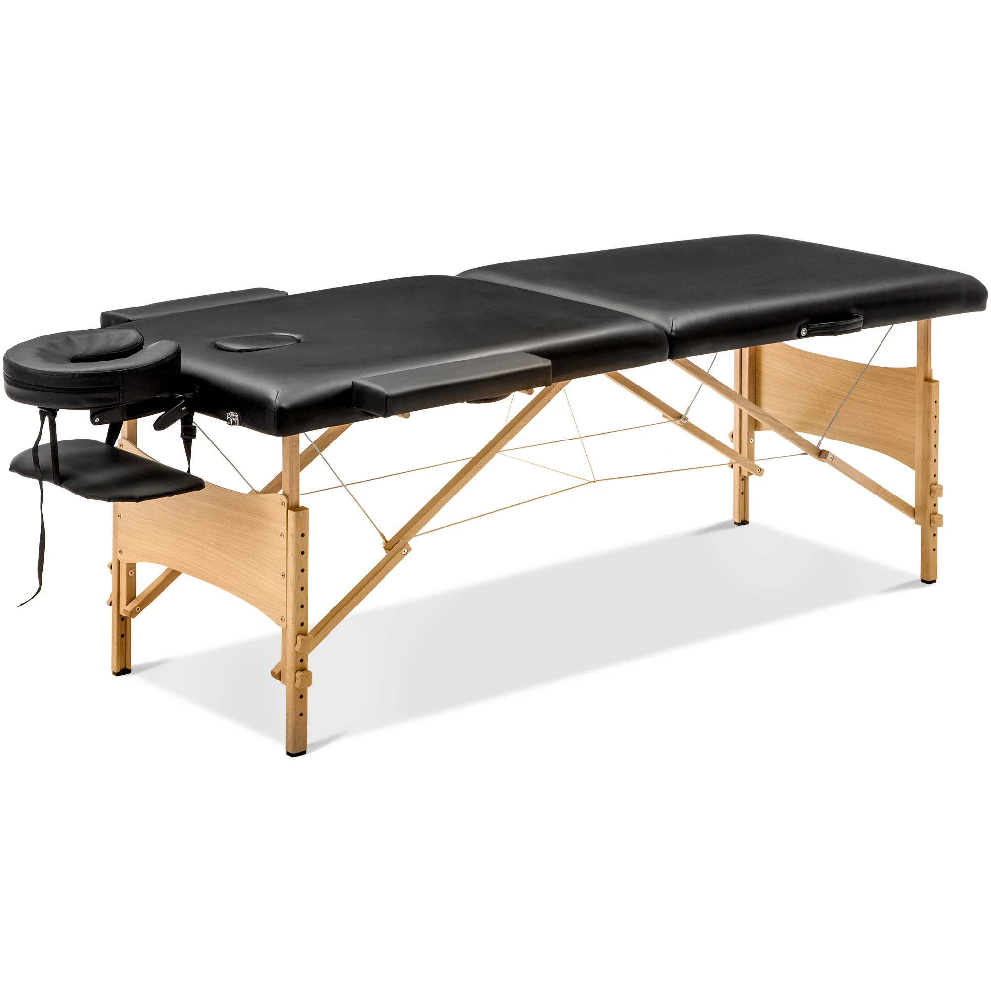 

Black Portable Massage Table Free Carry Case Wooden 2 Section Right Angle Folding Massage Table camillas para masajes plegable