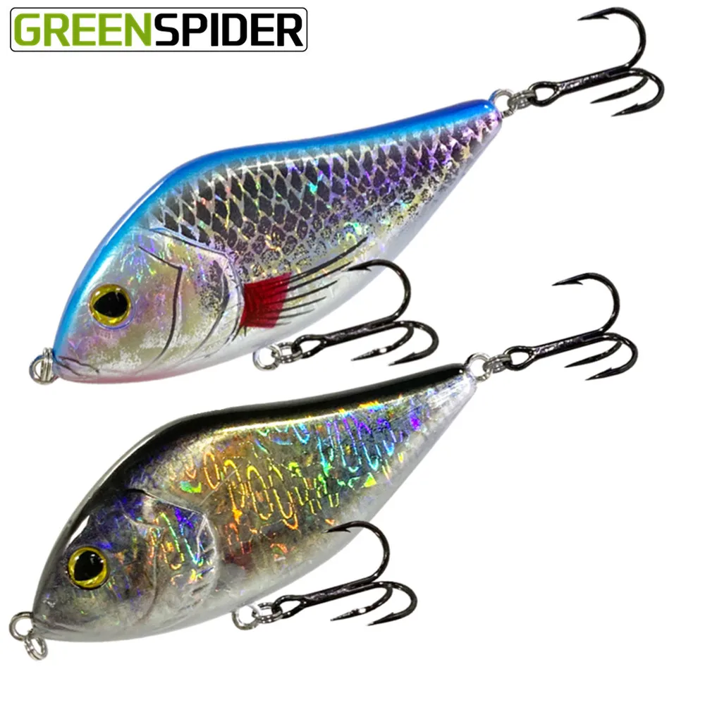Greenspider 1pc Slow Sinking Jerk Bait Fishing Lure 100mm 48g For Pike