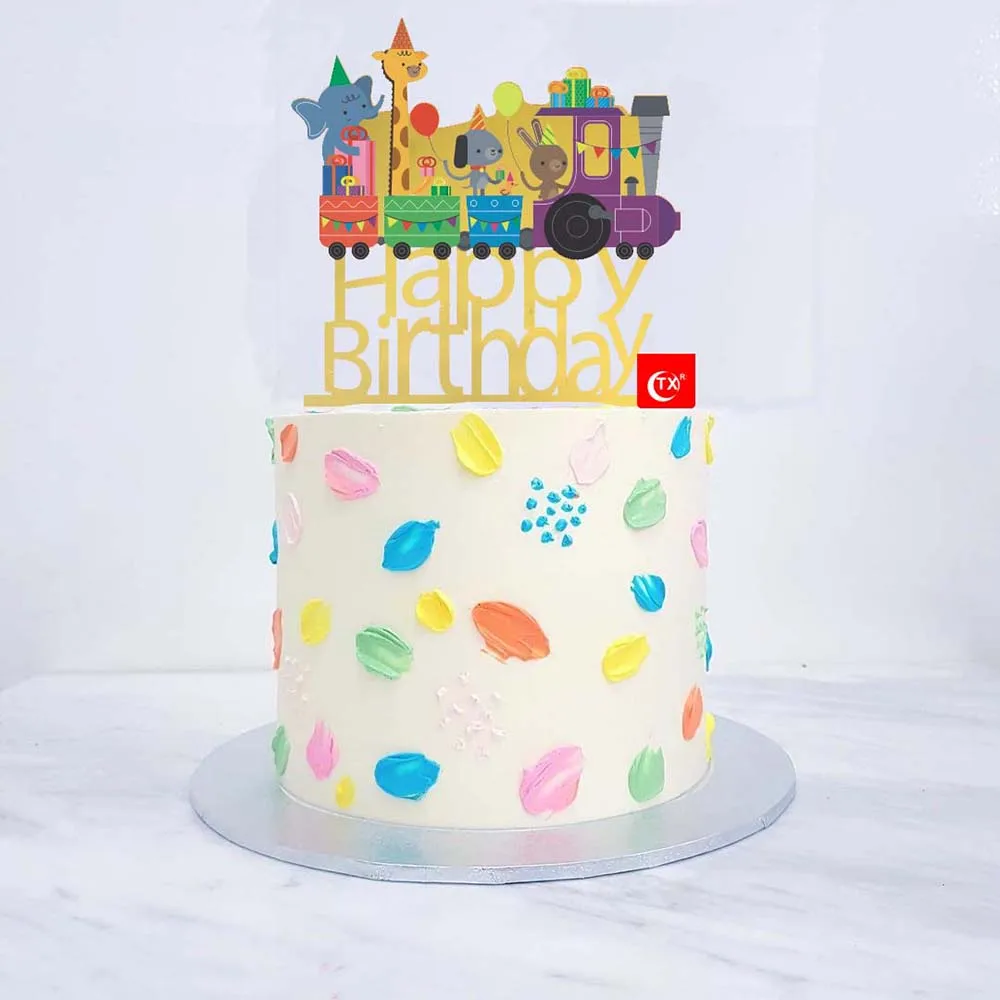 Tx Decoration De Gateau En Acrylique Avec Impression Artistique 3d Joyeux Anniversaire En Bois Animal Pour Fete D Anniversaire Fournisseur Nouveaux Produits Aliexpress