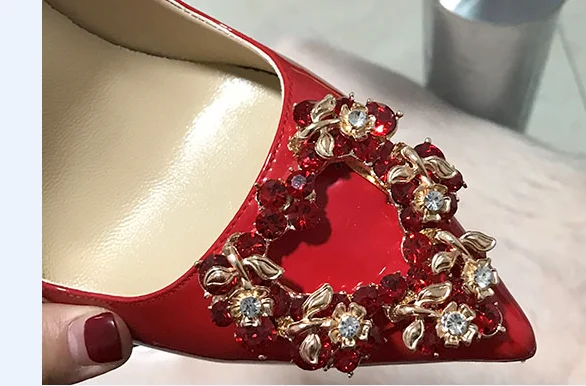 Doris Fanny/пикантные женские туфли-лодочки с острым носком; свадебные туфли; красные женские туфли для невесты на высоком каблуке; большие размеры - Цвет: Red 8cm
