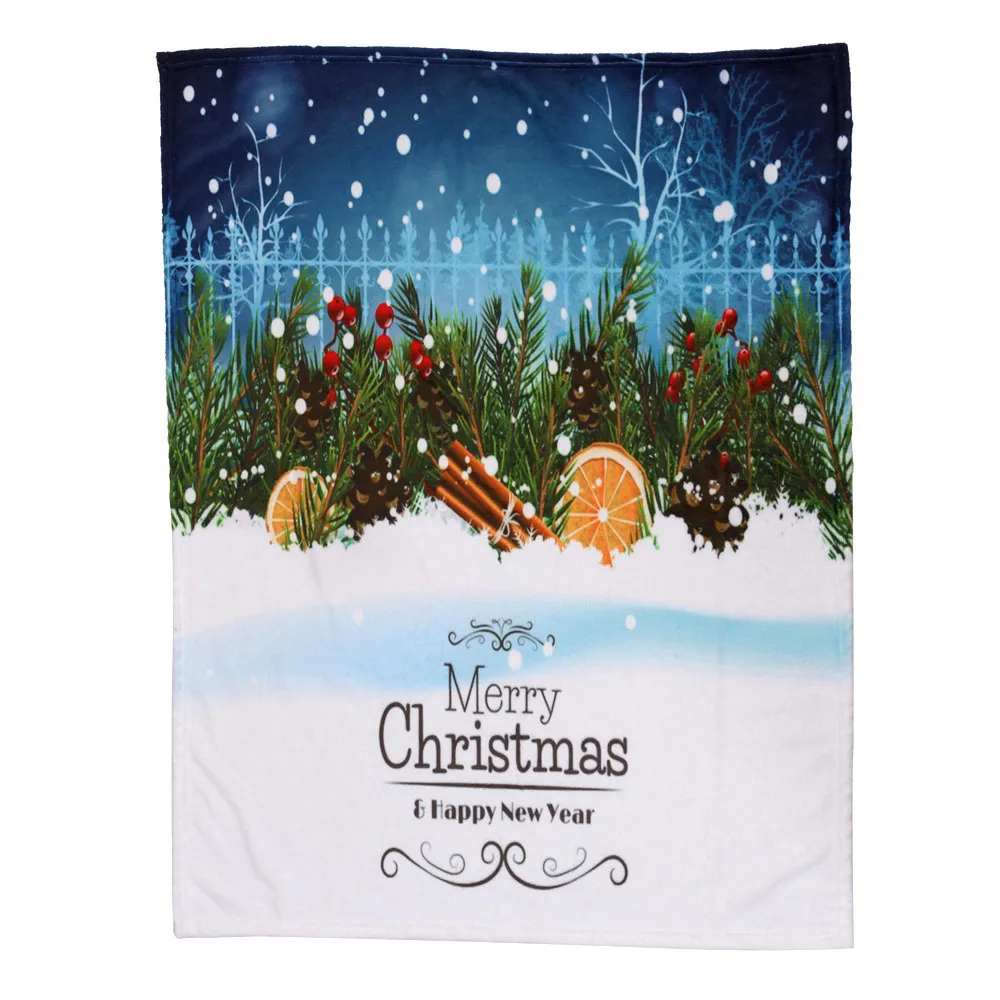 OUNEED Christmas Blanket Flannel Fabric Sofa Bed Blanket 150x200CM Warm Soft Throw Travel Patchwor Winter Bedspread Blanket#45