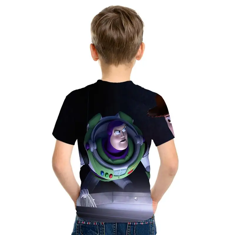 Популярный аниме История игрушек 3D estampado Nio moda nios desgaste amaderado Cool abrigo camiseta Buzz Lightyear nios ropacortamanga
