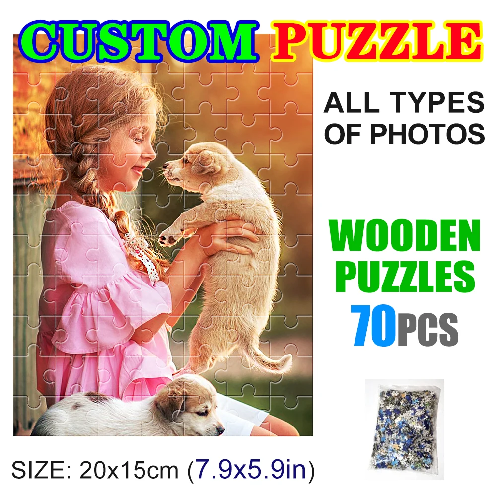 No Box 70pc Photo Custom Wooden Personalized Jigsaw Puzzle Lovers Picture DIY Toys For Adults Decoration Collectiable 7.9x5.9in