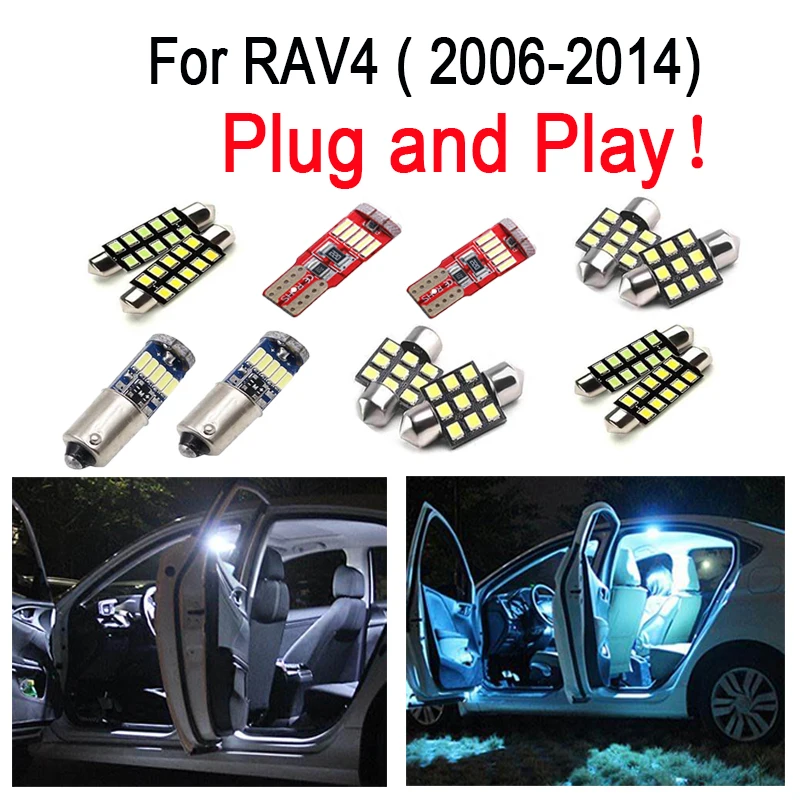 

Perfect White 6pc LED bulb interior map light kit package for Toyota for RAV4 ( 2006-2014)