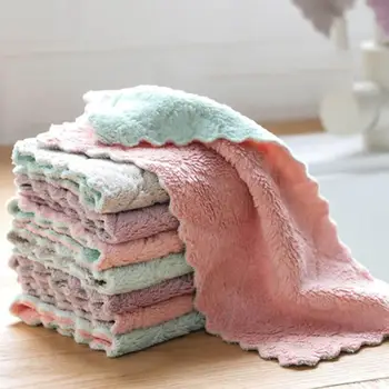 

4Pcs/Set Coral Fleece Cleaning Cloths Water Absorbent Soft Cleaning Towel Home Kitchen Towel Cleaning Cloths