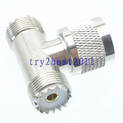 

DHL/EMS 50 Sets 1pce Adapter connector UHF PL259 plug pin to 2x SO239 jack T Splitter COAXIAL -C1