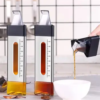 

Stainless Steel Oil Pourer with Glass Window Refillable Triangle Oil Bottle Seasoning Pot Dispenser