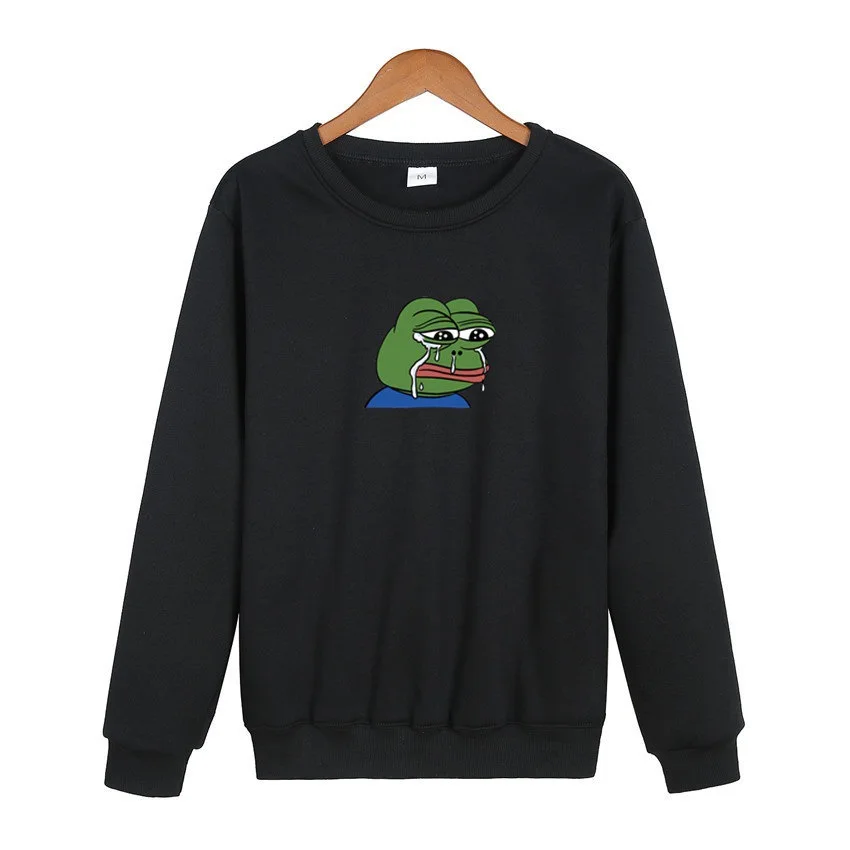 O-Neck Hoodie Sad Frog Print Mens Fashion Brand Sweatshirt Men Women Hoodie Pullover New Autumn Hip Hop Streetwear hoody
