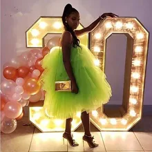 Шикарное неоново-зеленое коктейльное платье с оборками длиной до середины икры Пышное модное платье-пачка для выпускного вечера вечерние платья на заказ