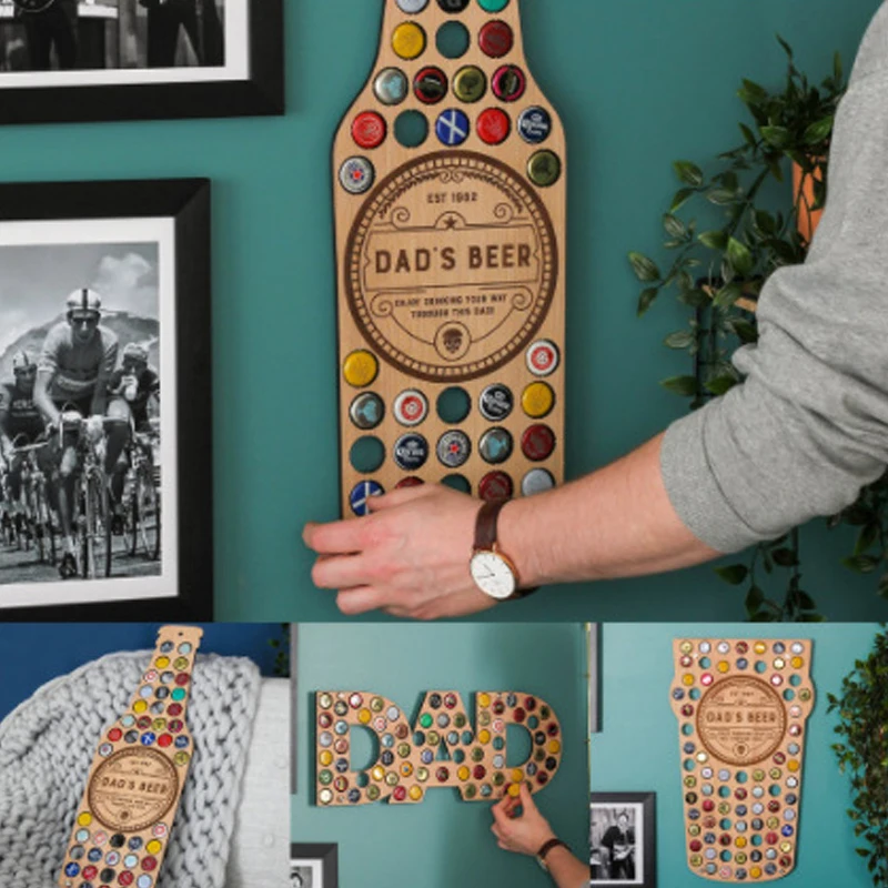 Beer Bottle Cap Rack Collector Map Husband Gift Pub Bar Wooden Wall Sign Man Cave Display Holder Decor | Дом и сад