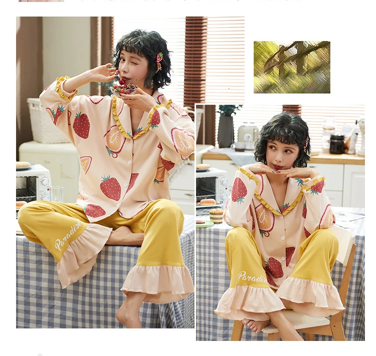 BZEL большой размер пижамы наборы для женщин мультфильм пижамы Мода дамы Домашняя одежда с отложным воротником нижнее белье пижамы