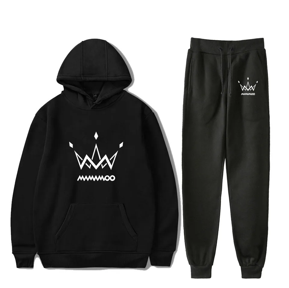 

New Style Mamamoo South Korean GIRL'S Team Simple Casual Spring And Autumn Hooded Sweater + Ankle Banded Pants