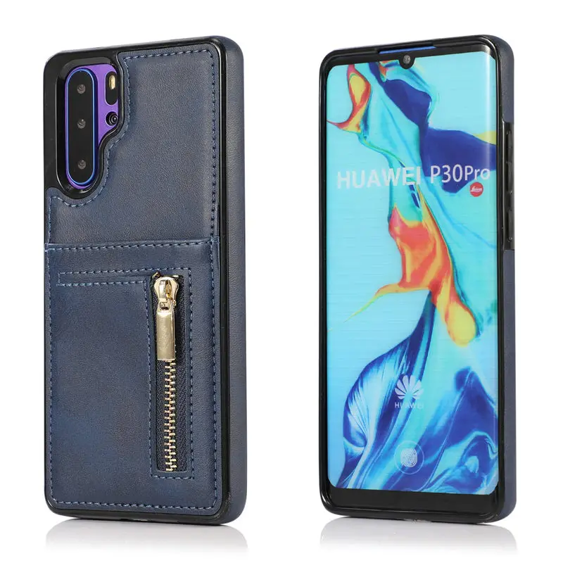 Кошелек на молнии чехол из ТПУ мягкий чехол huawei Mate20 Mate20 Pro Mate20 Lite P30 P30 Pro P30 Lite чехол - Цвет: Синий