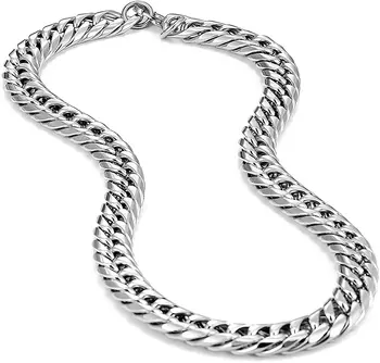

12MM Stainless Steel Cuban Link Chains Necklaces for Men Hip Hop Bracelet Jewelry Punk Big Long Chain Silver Color Necklace