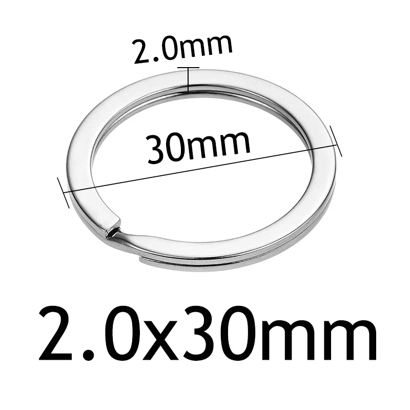 10 шт./лот Нержавеющая сталь Отверстие Ключ Брелок для ключей 20/23/25/28/30/33/35 мм Для женщин Сталь круглый Разделение милый брелок подарки для Для мужчин - Цвет: Flat 2.0x30mm