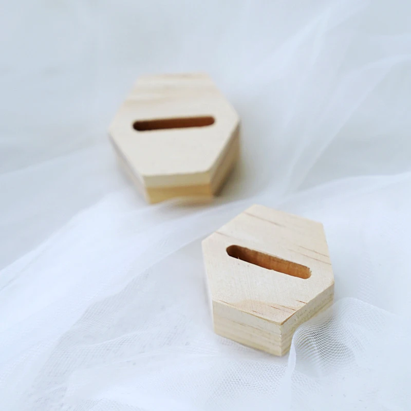 Reusable Rustic Natural Wood Ring Holder Jewelry Accessories Hexagon Small Bearer Desktop Vintage Elegant Display Stand | Украшения и