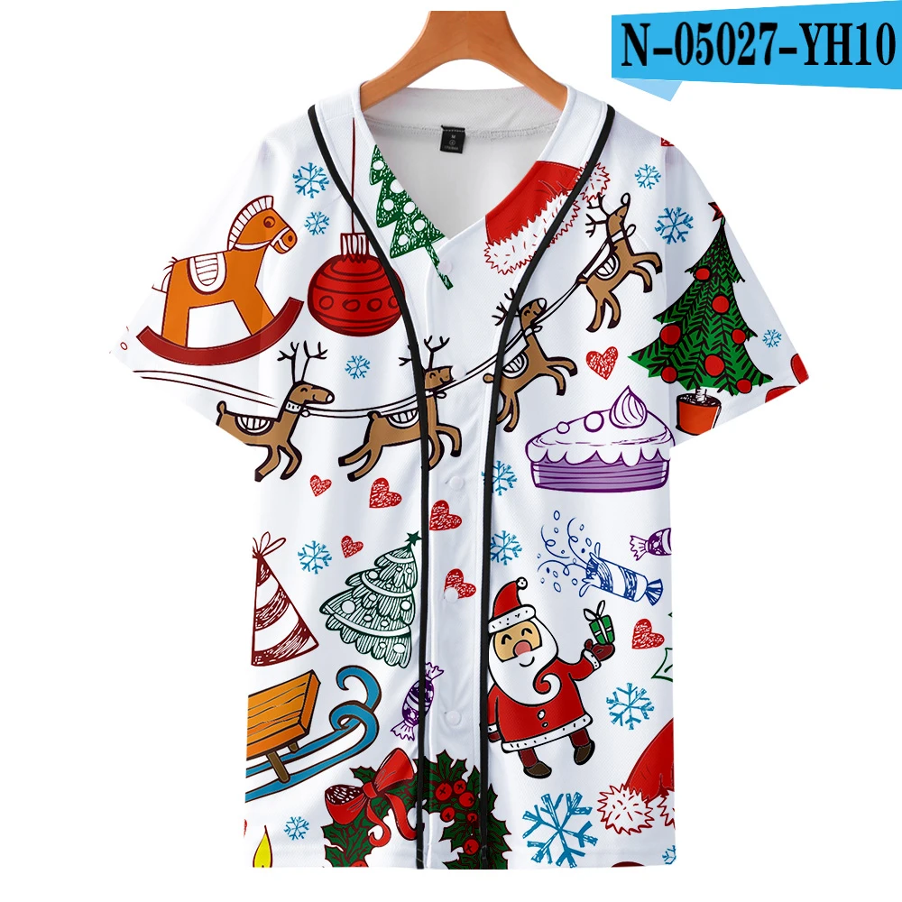 Рождественская Мужская рубашка с рисунком, короткий рукав, свободная повседневная гавайская рубашка, Рождественская мужская летняя модная уличная одежда, парные рубашки - Цвет: one