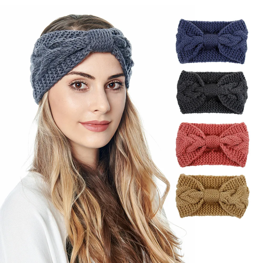 

Fashion Knitted Headband Women Winter Warm Knitting Headband Ear Protection Headband Wide Side Hair Accessories