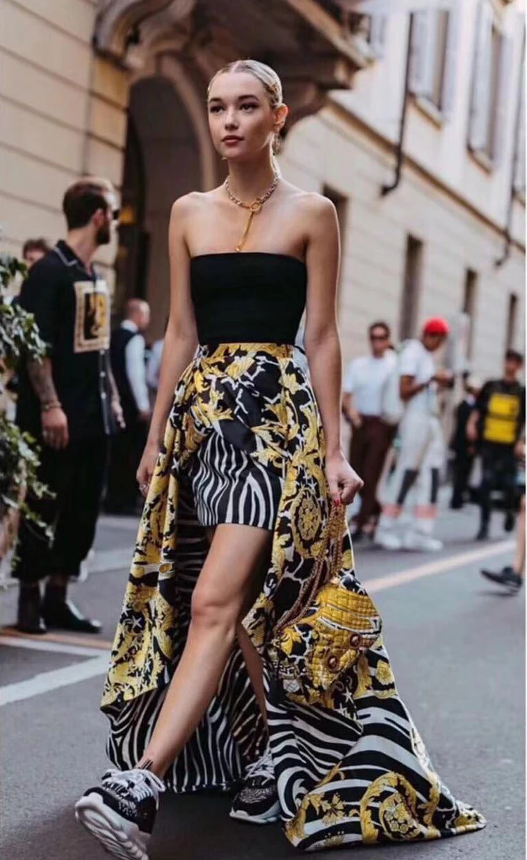 

7.2 Women's Skirt Suit Pin T Shirt With Asymmetrical Skirts Large Size Summer Sexy Casual Clothes