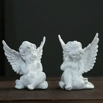 

Europe White Golden Cute Cupid Angel Resin Crafts Creative Desktop Ornament Christmas Wedding Gift Creative Figurines