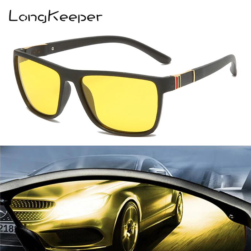 

LongKeeper Brand Classic Night Vision Sunglasses Men Women Safety Driving Goggles Anti-glare Male oculos de sol masculino UV400