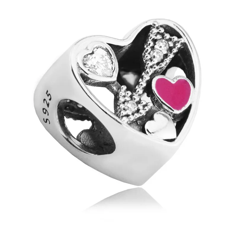 

Cupid Love Arrow Valentine Heart Beads for Women Charms Bracelets Silver 925 Jewelry Clear CZ Charm Beads for Jewelry Making