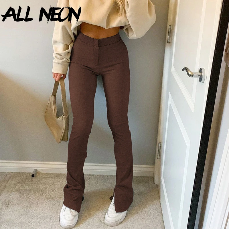 brown flare leggings