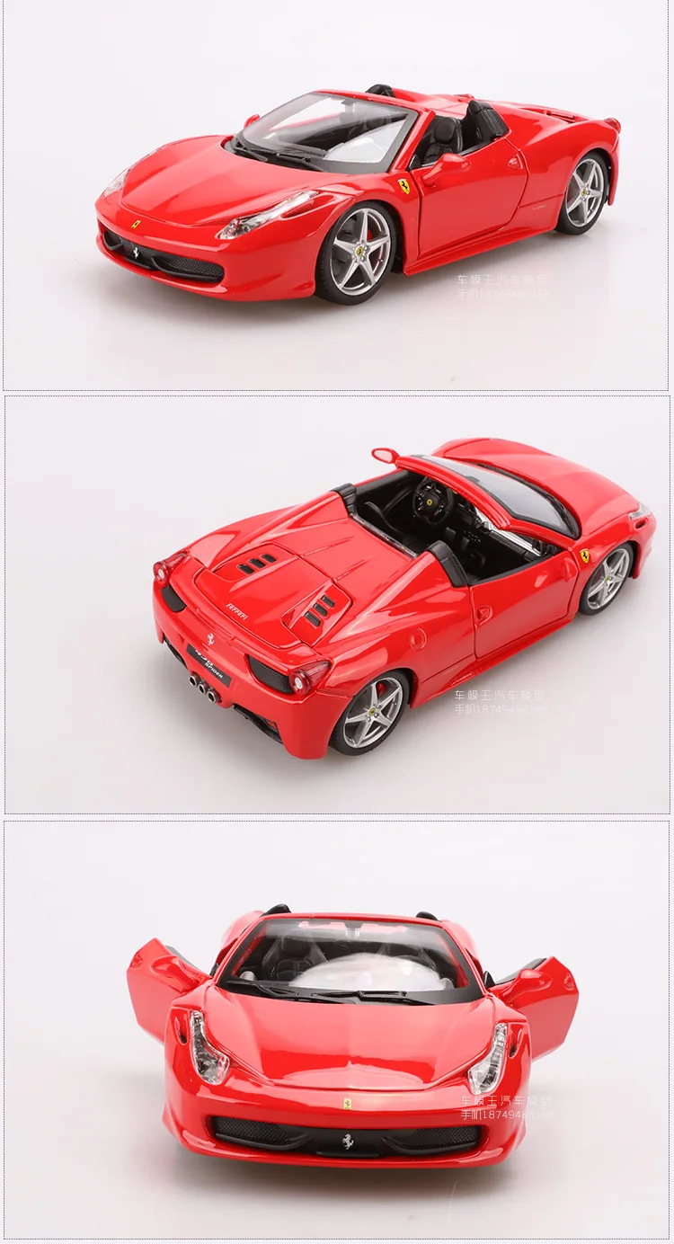 1:24 Высокая Имитация Ferrari 458 Roadster литая модель машины Модель для детей Подарки