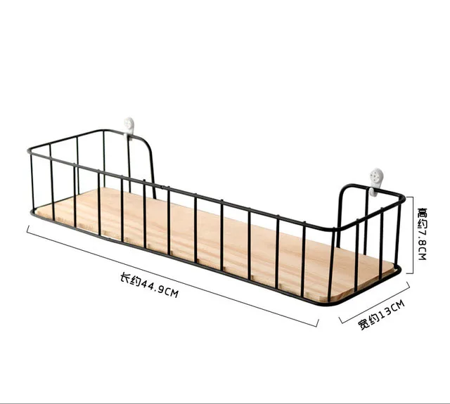 Декоративный Железный деревянный стеллаж для хранения, настенные полки, гаражный набор, стеллаж для хранения, украшение комнаты, стеки, украшения, плавающие полки - Цвет: Black Big