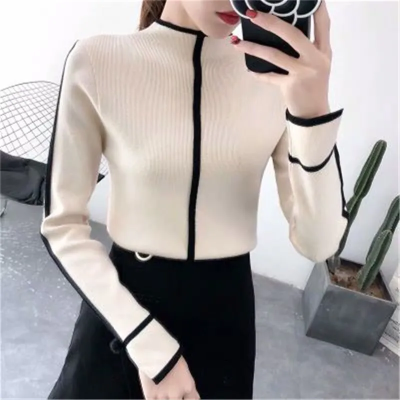 Pullover Sweater Female Top Thin Soft Korean Long Sleeve Turtleneck Women Skinny Winter Bodycon Basic Pull Femme Coat | Женская одежда