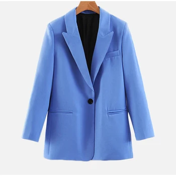 

Women Formal Blue Blazer Long Sleeve Ladies Coat Female Pocket Buttons Blazer Work Office Business Suit 2019 Autumn Fashion Suit