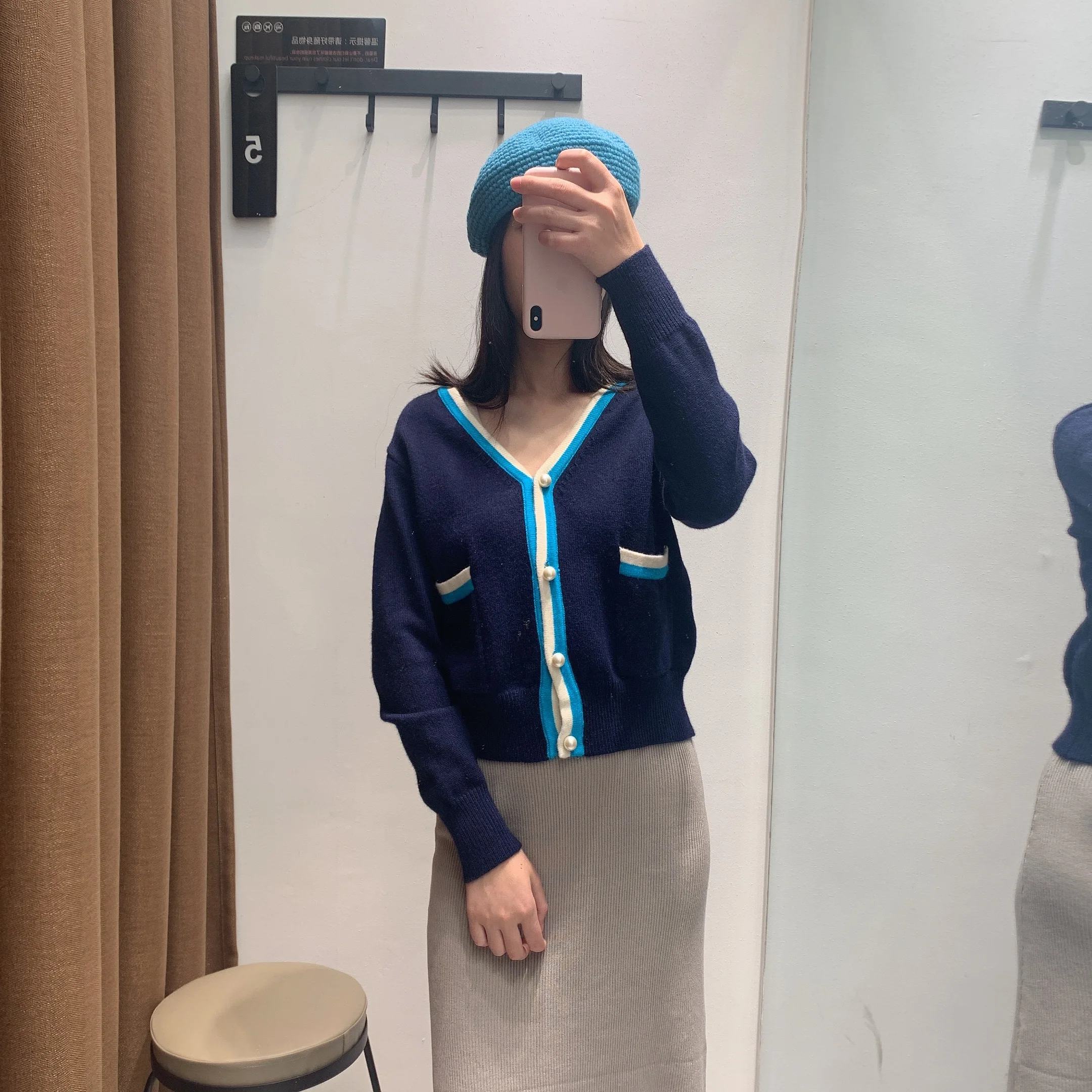 High Quality Autumn Winter Women Sweater cardigans beading pocket Thick Knitted coat femme blue Fashion Casual Femme Jumper coat