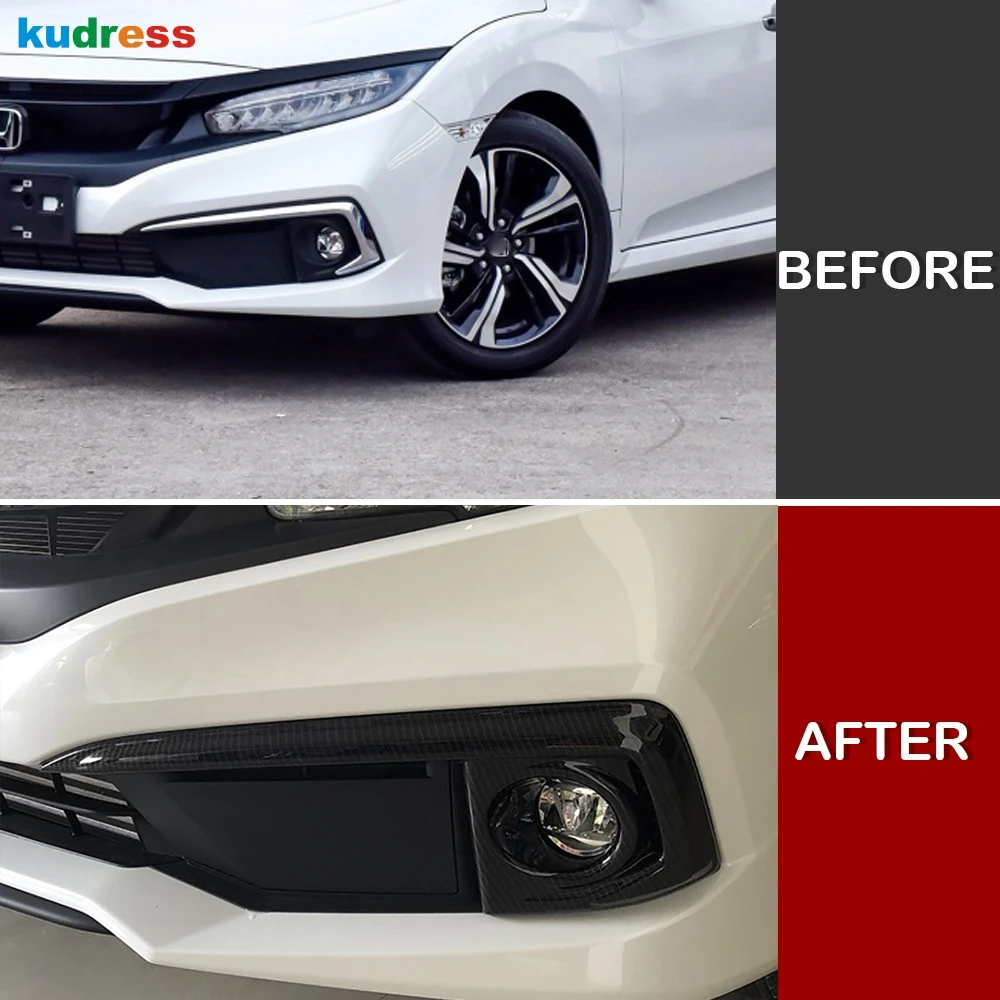 Для Honda Civic Седан 2019 углеродного волокна автомобильные передние противотуманные