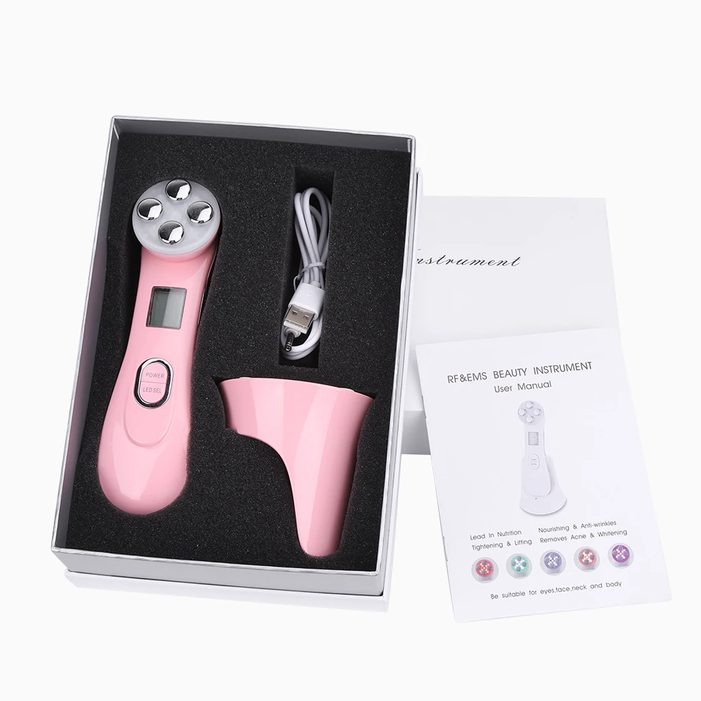  Box Packing 5 in 1 RF EMS LED Photon Electroporation Microcurrent Beauty Device Face Lifting Anti-a