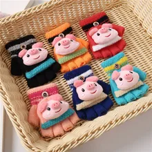 Зимние Детские перчатки, складывающиеся перчатки с полупальцами, Детские утепленные шерстяные вязаные перчатки для мальчиков и девочек