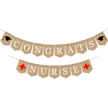 

1 Pc Burlap Banner Decoration Pull Flag Hanging Bunting for Doctoral Graduation