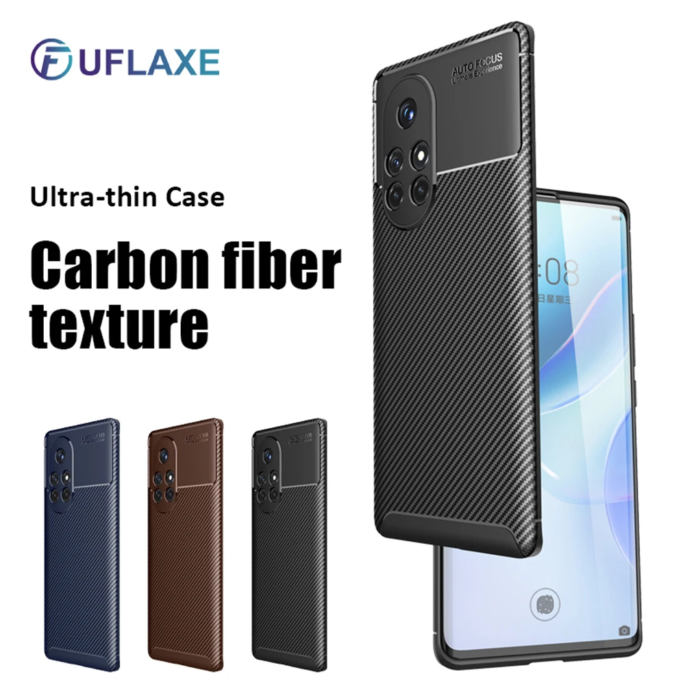 UFlaxe Soft Case for Huawei Nova 7i 7 8 Pro SE Nova 5T 5Z 2i 4e Carbon Fiber Shockproof Casing anti-knock ultra-thin Cover JK