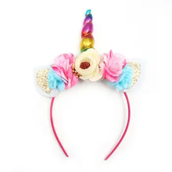 

New Beauriful Unicorn Horn Women Kids Flower HairBand Headband Party Fancy Dress Cosplay Costume Hairband Hair Accessories