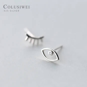 

Colusiwei Authentic 925 Sterling Silver Asymmetric Wink Eyes Eyelashes Stud Earrings for Women Fashion Sterling Silver Jewelry