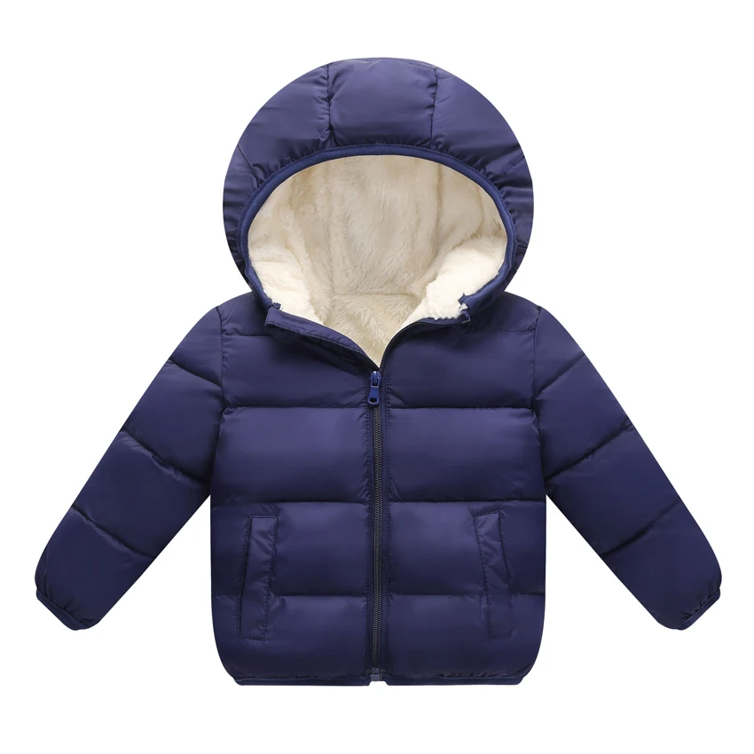 Hooded Navy Baby Girls Jacket Autumn Winter Jacket For Girls Coat Kids Warm Hooded Outerwear Coat For Boys Coat Children Clothes YJ108 - Цвет: Hooded Navy