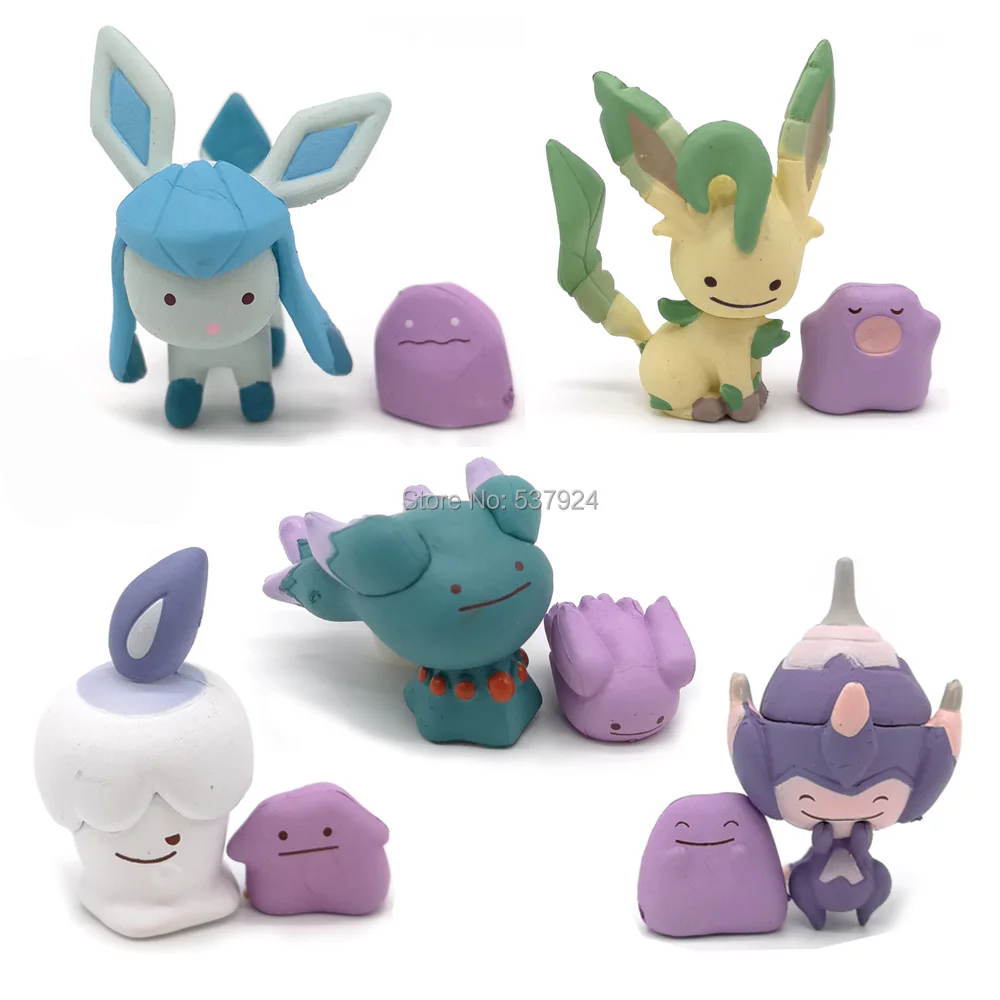 Фигурки игрушечные из ПВХ 5 шт. Ditto Ice Leafeon Misdreavus Chandelure Litwick 3 см|Игровые фигурки и