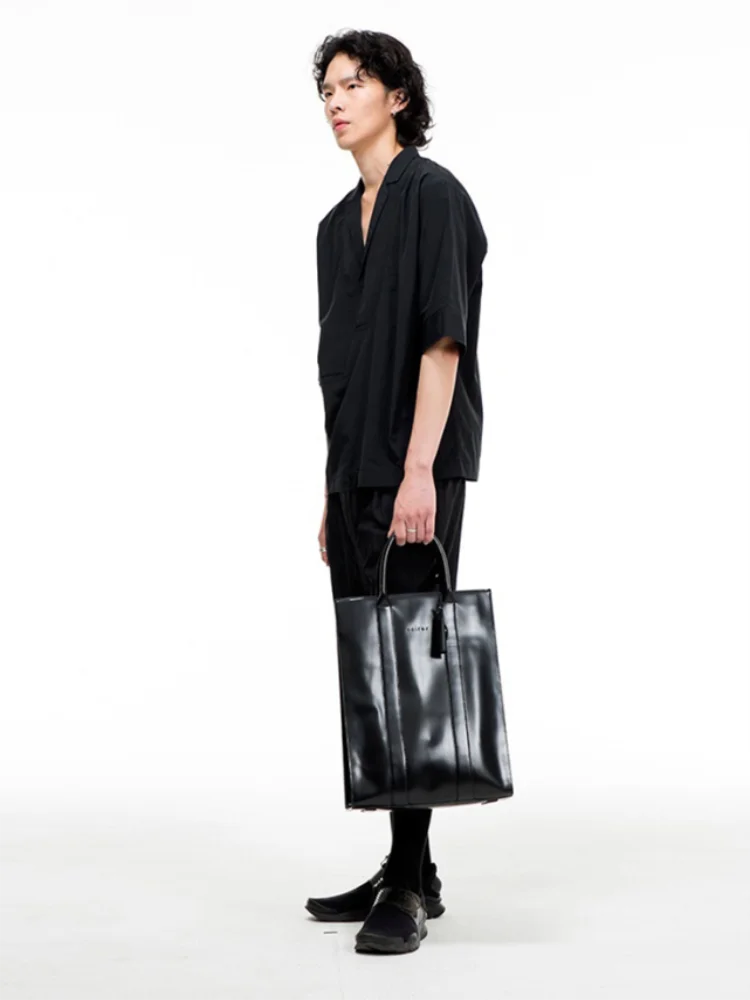 

Men's new V-neck shirt simple design high quality men's loose large size dark black shirt